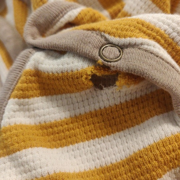 Billabong Womens Long Sleeve Shirt Thermal Yellow Stripe Size L Button Detail - Picture 6 of 6